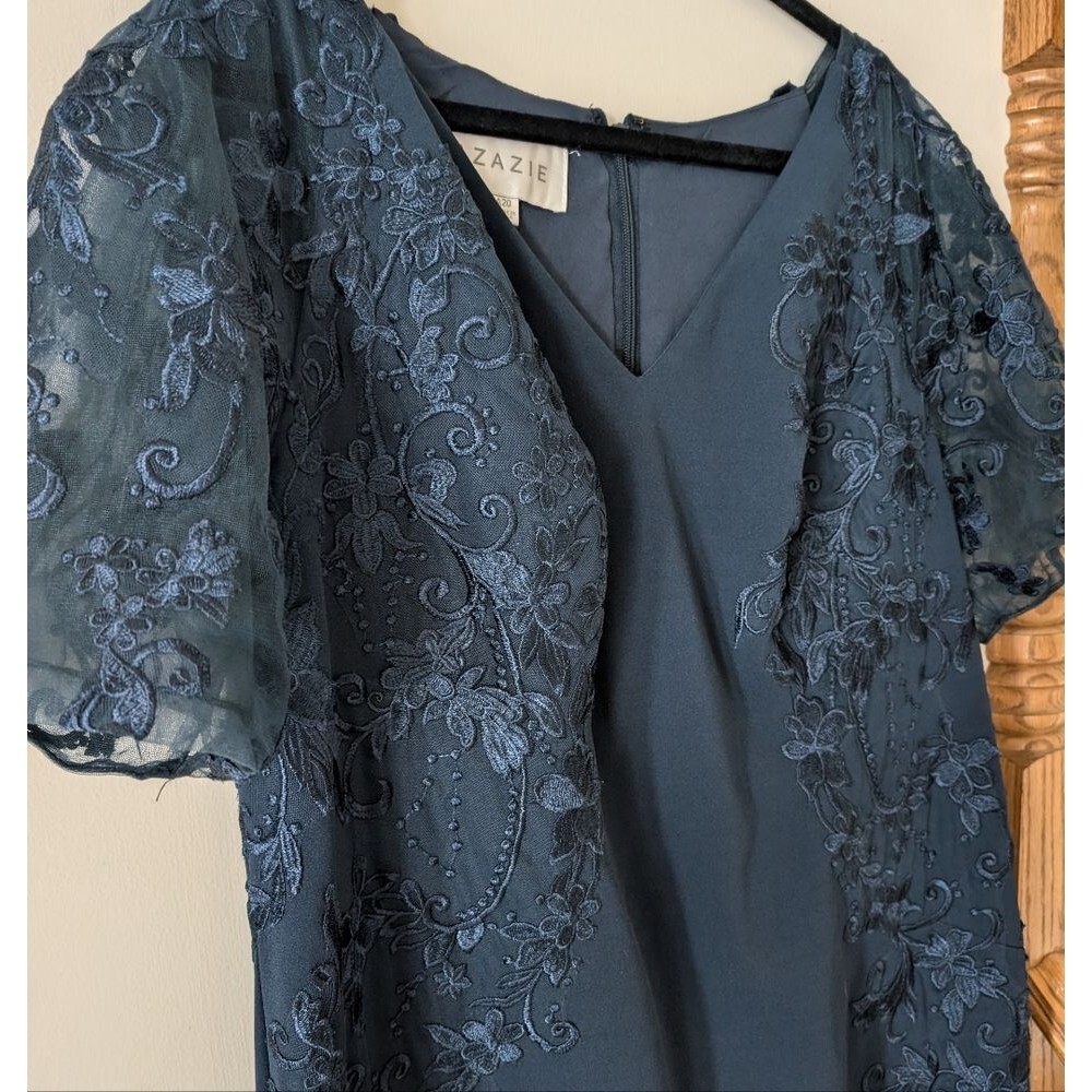 Azazie Farrah Navy Sheath‎ Stretch Crepe Dress Size A20 (20) - Picture 3 of 7